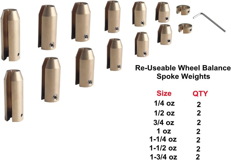 DEWHEL 14 Pack Brass Motorcycle Reusable Wheel Spoke Balance Weights Refill Kits Compatible with Super Moto,Dual sport,metric cruisers,vintage,or any other spoked wheels - Image 2
